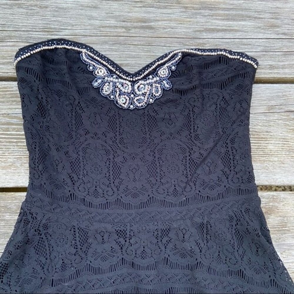 Free People Strapless Beaded Neckline Lace Dress - Picture 4 of 7